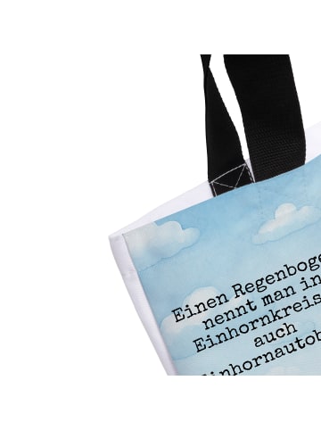 Mr. & Mrs. Panda Shopper Einhorn Regenbogen Design mit Spruch in Weiß