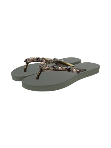 Uzurii Luxury Footwear platte hausschuhe Heart Bronze in armeegrün
