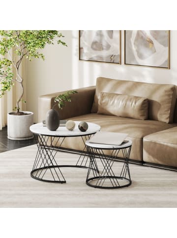 HOMCOM Couchtisch Set-70L x 70B x 46,5H cm-Weiß