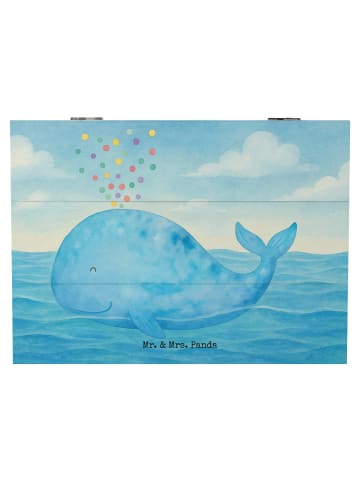 Mr. & Mrs. Panda Holzkiste Wal Konfetti Design ohne Spruch in Weiß