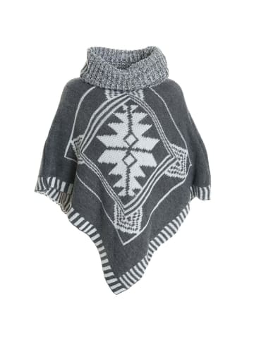 BEZLIT Poncho in Grau - Weiß