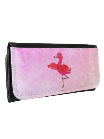 Mr. & Mrs. Panda Damen Portemonnaie Flamingo Yoga ohne Spruch in Aquarell Pink
