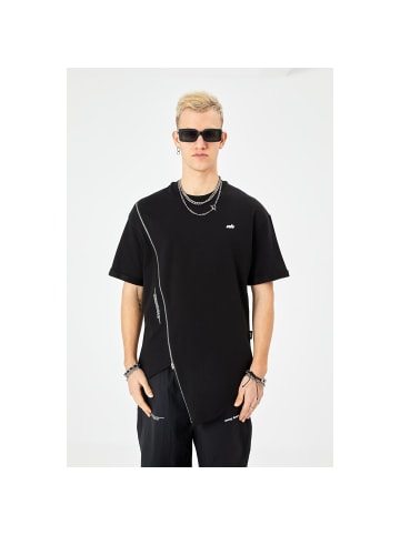 Ossy Homer Herren ZIP T-Shirt 320gsm Oversize in Schwarz