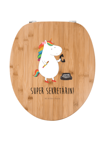 Mr. & Mrs. Panda Toilettendeckel Einhorn Sekretärin mit Spruch in Braun
