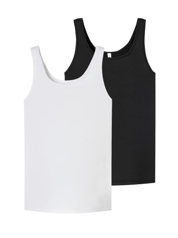 Schiesser Unterhemd Trägertop - Unique Micro in schwarz-weiss