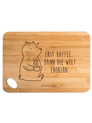 Mr. & Mrs. Panda Bambus - Schneidebrett Bär Kaffee mit Spruch in Braun