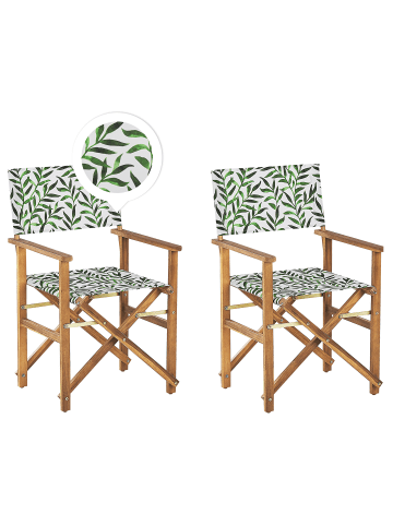 Beliani 2er-Set Gartenstuhl CINE in Grün/Weiß/Braun