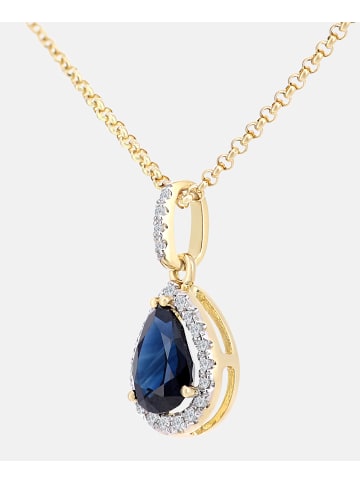 Diamant L'éternel Halskette mit Anhänger aus 750 Gelbgold mit Diamant mit Saphir