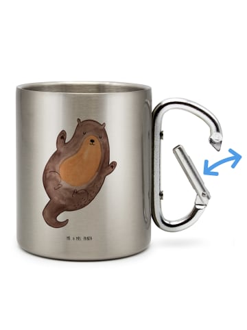 Mr. & Mrs. Panda Campingtasse Otter Umarmen ohne Spruch in Silber