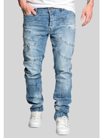 Humy Slim Fit Jeans Stretch Denim 5-Pocket Patchwork A&S in Hellblau