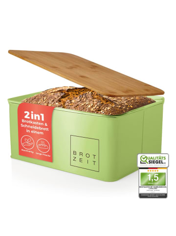 Lumaland Brotkasten Cuisine mint mit Bambusdeckel grün