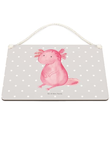 Mr. & Mrs. Panda holzbild Axolotl Niedlich ohne Spruch in Grau Pastell