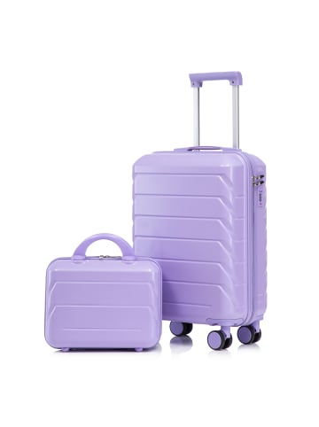ABRIHOME Kofferset Hartschale mit Kosmetiktasche in lila
