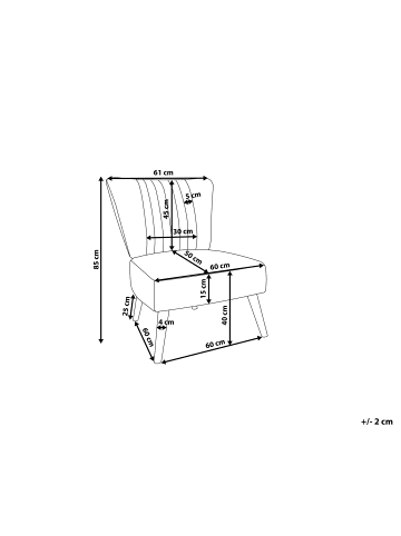 Beliani Sessel VAASA in Grau/Braun - (W) 61 x (H) 85 x (L) 60 cm