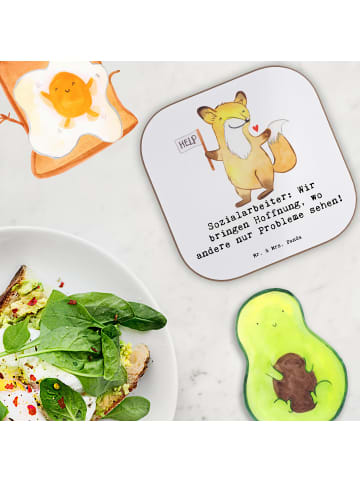 Mr. & Mrs. Panda Tischuntersetzer Sozialarbeiterin Hoffnungsträg... in Weiß