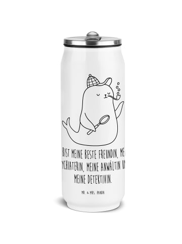 Mr. & Mrs. Panda Getränkedosen Trinkflasche Robbe Sherlock mit S... in Weiß