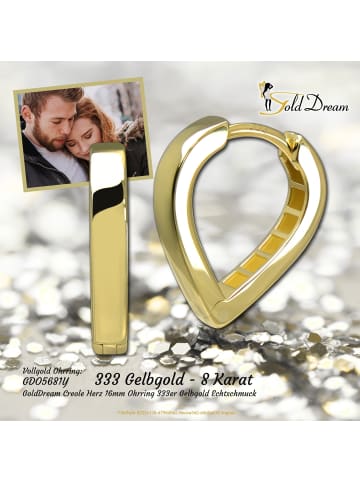 GoldDream Gold, 333er Gelbgold Damen Creolen Herz Ohrring ca. 16mm