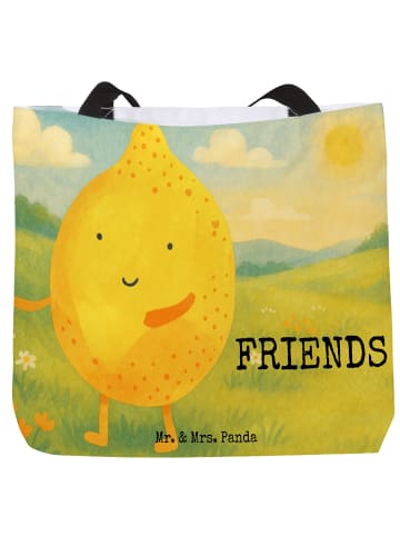 Mr. & Mrs. Panda Shopper Beste Freunde Zitrone Design mit Spruch in Weiß