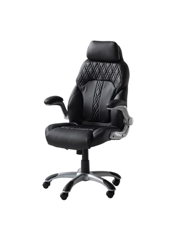 home24 Chefsessel Baylor XXL Kunstleder in Schwarz