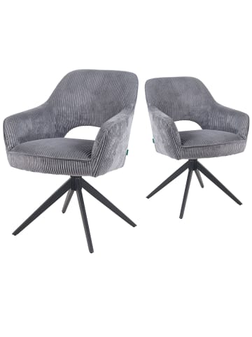 DUBI Möbel 2er-Set: Drehstuhl Mika-Nils in Grau - (B)60 x (H)87 x  (T)65 cm
