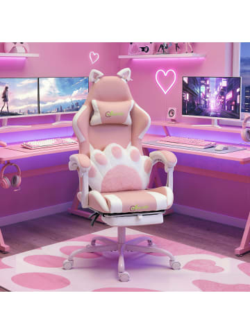 Vinsetto Gaming-Stuhl-63,5L x 53B x 118-128H cm-Rosa