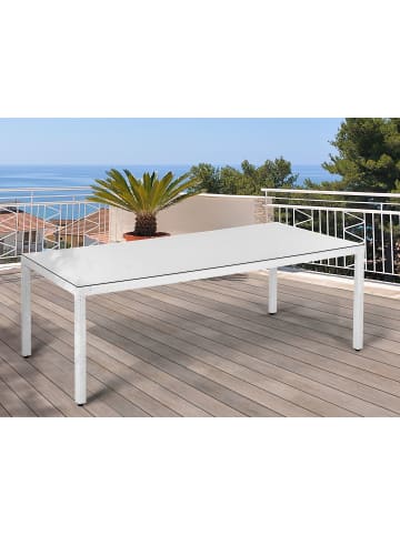 Beliani Gartentisch ITALY in Weiß - (W) 100 x (H) 74 x (L) 220 cm