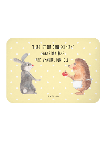 Mr. & Mrs. Panda Magnet Hase Igel mit Spruch in Gelb Pastell