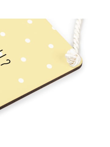 Mr. & Mrs. Panda Deko Schild Rotkehlchen Federn mit Spruch in Gelb Pastell