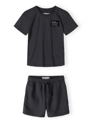 Minoti 2tlg. Set: T-Shirt & Shorts 23fleece119 in grau