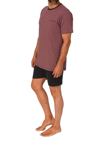 NORMANN Kurzarm Schlafanzug Pyjama Shorty Streifen in rot