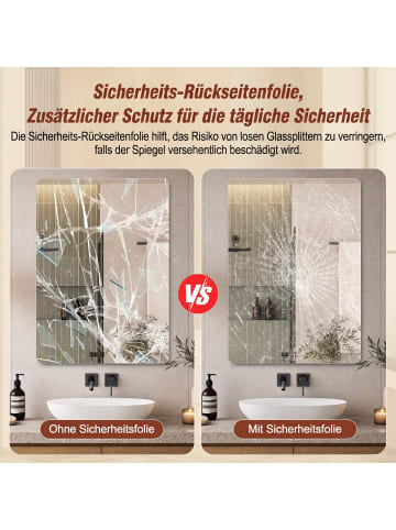 ABRIHOME Badezimmerspiegel in Silber 90x70 cm Rahmenlos