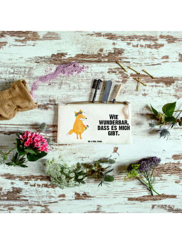 Mr. & Mrs. Panda Pouch Fuchs Blumen mit Spruch in Weiß
