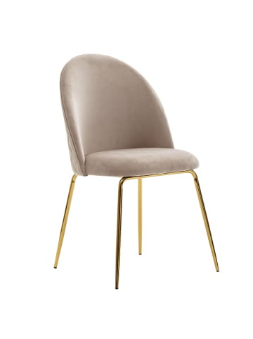 KADIMA DESIGN Design Esszimmerstuhl 2er Set Samt Gepolstert, Küchenstuhl in Beige