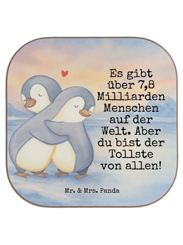Mr. & Mrs. Panda Bierdeckel Pinguine Kuscheln Design mit Spruch in Weiß