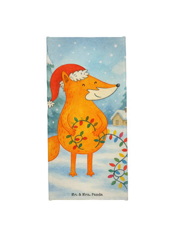 Mr. & Mrs. Panda Duschhandtuch Fuchs Weihnachten Design ohne Spruch in Weiß