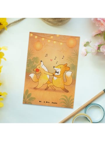 Mr. & Mrs. Panda Postkarte Füchse Salsa tanzen Design ohne Spruch in Weiß