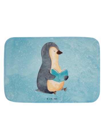 Mr. & Mrs. Panda Duschvorleger Pinguin Buch ohne Spruch in Eisblau