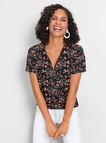 WITT WEIDEN Kurzarmshirt in schwarz-hellrosé-gemustert