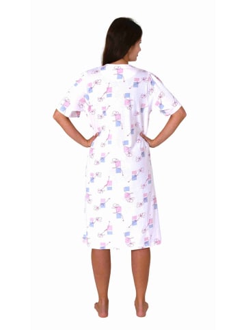 NORMANN Kurzarm Nachthemd Knopfleiste am Hals - 80114 in rosa