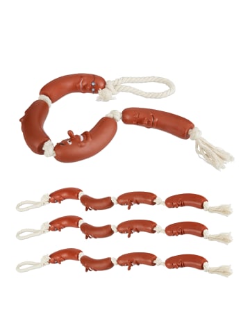 relaxdays 4 x Hundespielzeug "Wurstkette" in Braun/ Creme - (L)65 cm