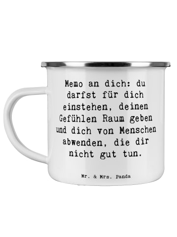 Mr. & Mrs. Panda Emaille Tasse Spruch Gefühle Freiheit mit Spruch in Weiß