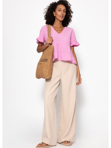 SASSYCLASSY Musselin Shirt mit Volants in Rosa