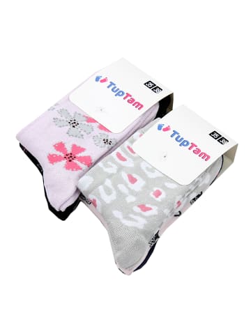 TupTam 6er- Set Socken in schwarz/rosa