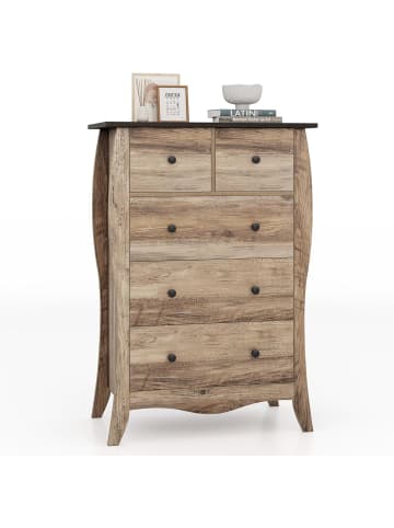 COSTWAY Kommode mit 5 Schubladen 67,5 x 38,5 x 97 cm in Braun
