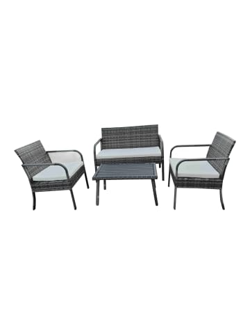 relaxdays 4-tlg. Gartenmöbel-Set "Rattan" in Grau