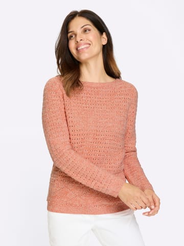 Sieh an! Ajourpullover in apricot-ecru-meliert