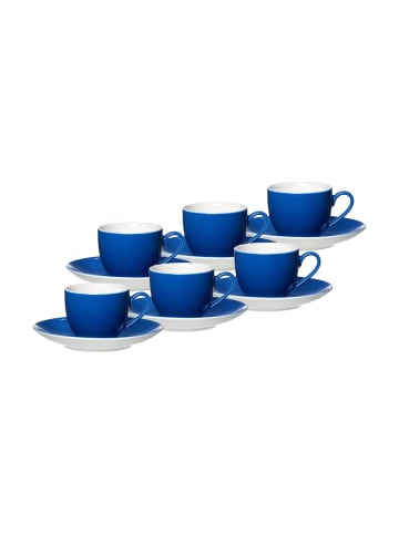 Ritzenhoff & Breker 6er Set Espressotassen und -untertassen Doppio 80 ml in Indigo Blau