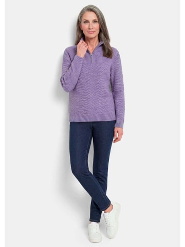 GOLDNER Troyer-Pullover mit Reißverschluss in lila / melange