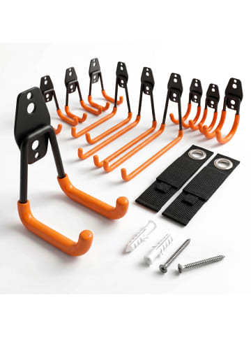 relaxdays 12tlg. Wandhaken Set in Schwarz/ Orange