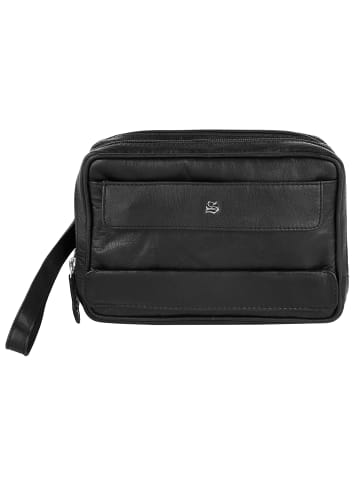 Szuna Handgelenktasche echt Leder in schwarz